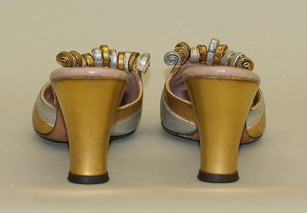Mules, Saks Fifth Avenue (American, founded 1924), leather, silk, American