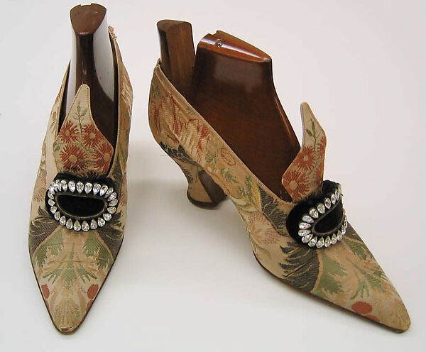 Pumps, Pierre Yantorny (Italian, 1874–1936), silk, leather, glass, French 