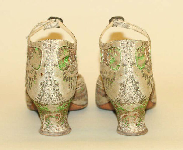 Evening shoes, Pierre Yantorny (Italian, 1874–1936), silk, metallic thread, leather, French