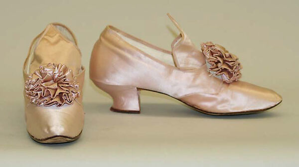 Evening shoes, silk, leather, American 