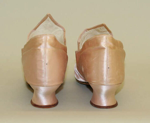 Evening shoes, silk, leather, American