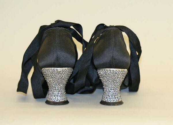 Evening shoes, silk, metal, American