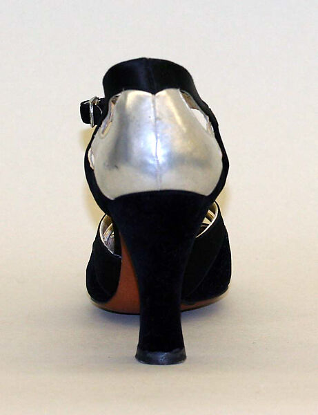 Evening shoes, Morris Wolock &amp; Co., rayon, cotton, metallic leather, American