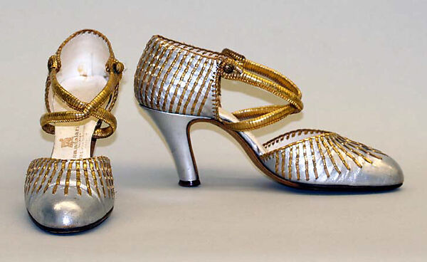 Evening shoes, leather, wood, French 
