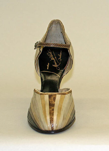 Sandals, Morris Wolock &amp; Co., leather, reptile, pearl, American