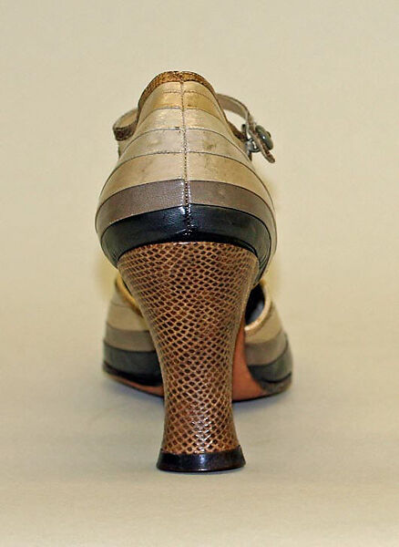 Sandals, Morris Wolock &amp; Co., leather, reptile, pearl, American