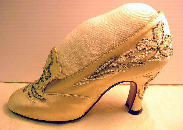 Wedding shoes, André Perugia (French, 1893–1977), silk, leather, French