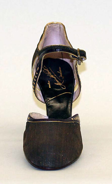 Evening shoes, Morris Wolock &amp; Co., metallic fabric, metallic leather, American