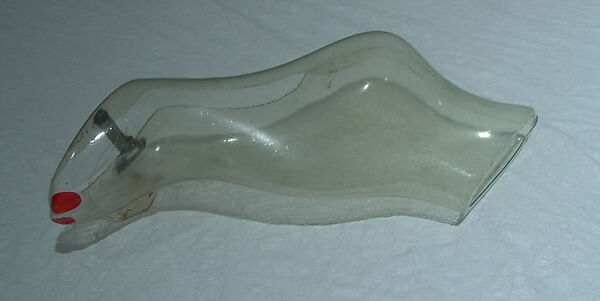 Evening pumps, John Marino, Inc., a,b) rayon, leather, metal, textile paints, American