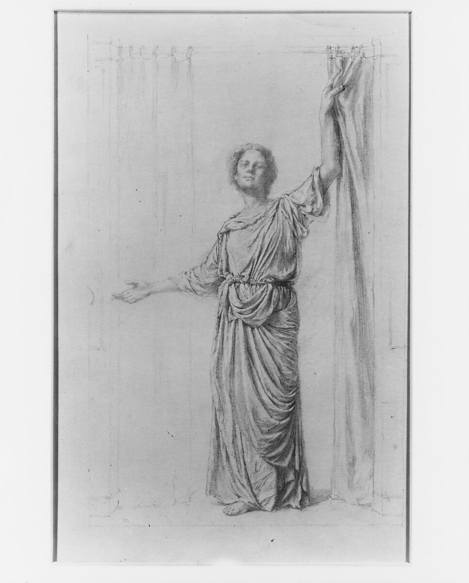"Welcome": Study for a Window, John La Farge (American, New York 1835–1910 Providence, Rhode Island), Graphite, fixative layer, on off-white wove paper, laid down on pulpboard, American