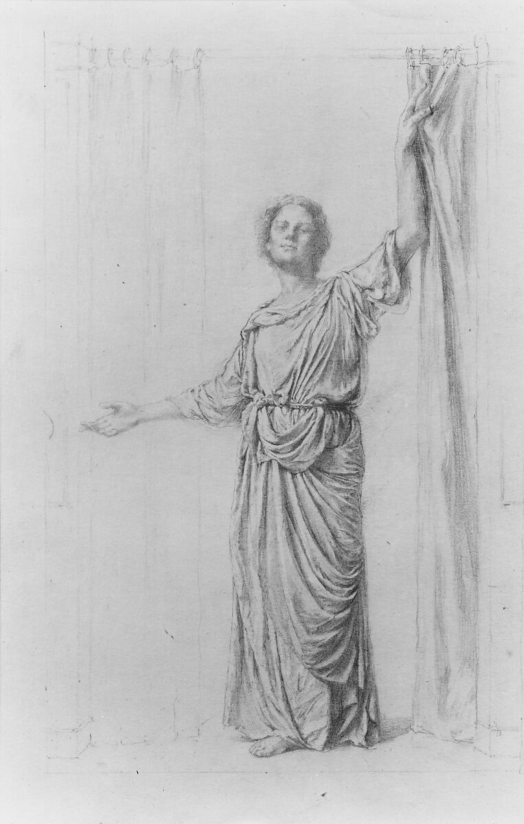"Welcome": Study for a Window, John La Farge (American, New York 1835–1910 Providence, Rhode Island), Graphite, fixative layer, on off-white wove paper, laid down on pulpboard, American 