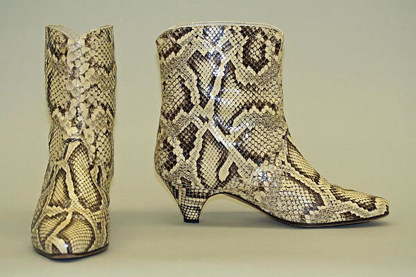 Boots, Susan Bennis/Warren Edwards (American, 1977–1997), a, b) snakeskin, leather, American 