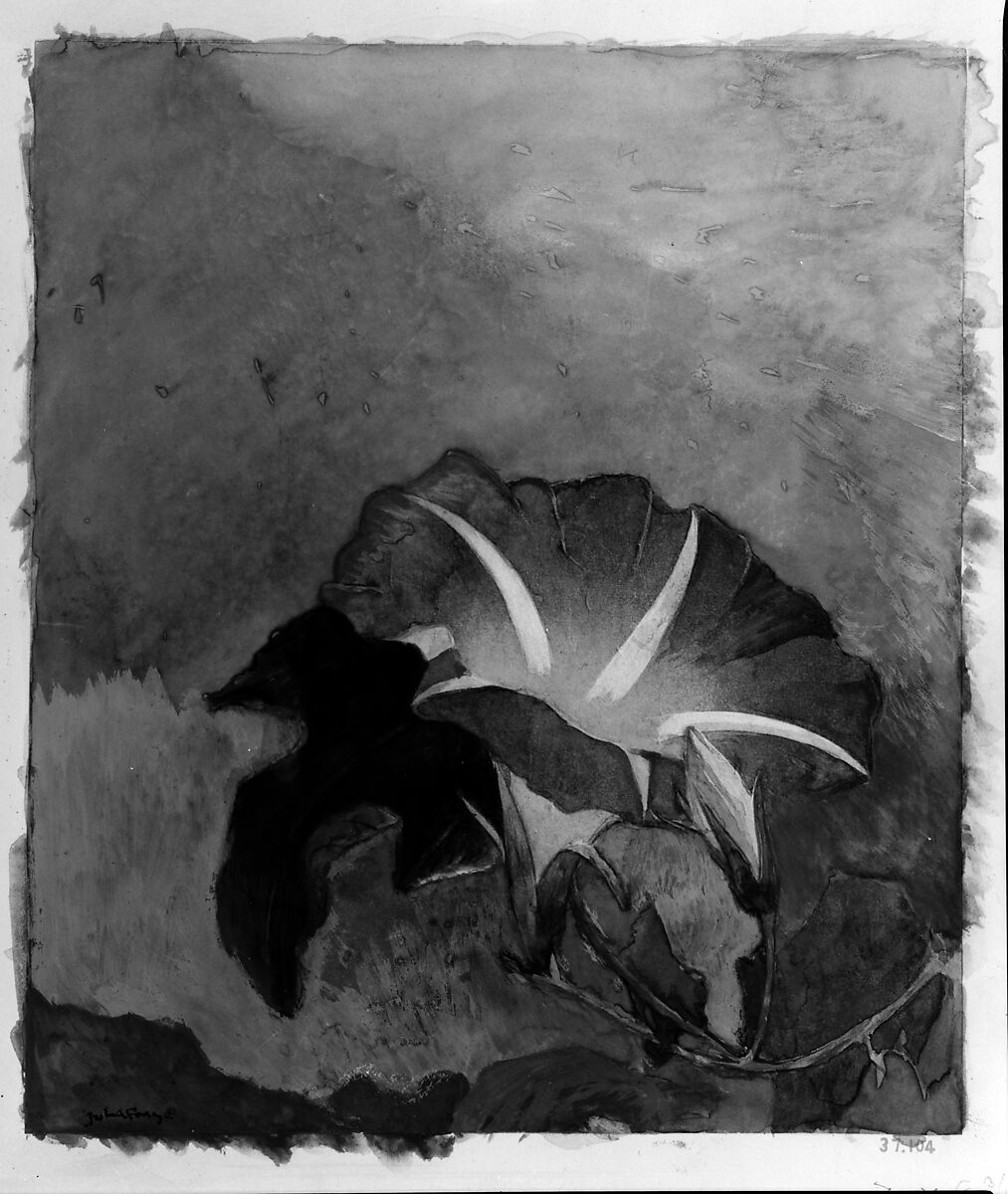 Nocturne, John La Farge (American, New York 1835–1910 Providence, Rhode Island), Watercolor, gouache, and charcoal on off-white wove paper adhered to wove paper, American