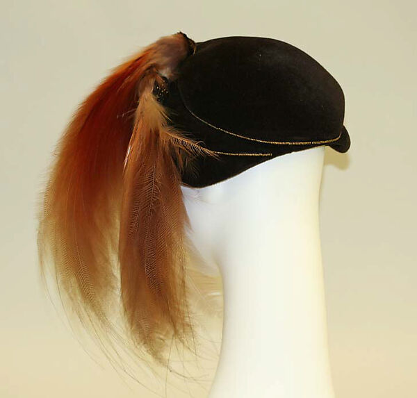 Hat, wool, feathers, beads, American