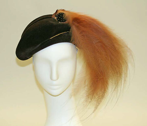 Hat, wool, feathers, beads, American 