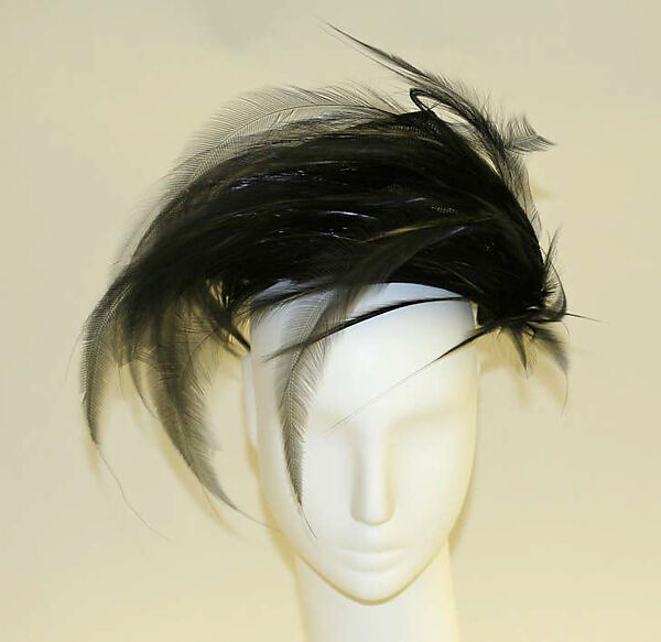 Hat, Saks Fifth Avenue (American, founded 1924), cotton, feathers, American 