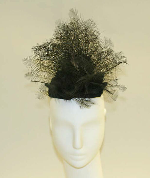 Hat, Saks Fifth Avenue (American, founded 1924), wool, feathers, American 