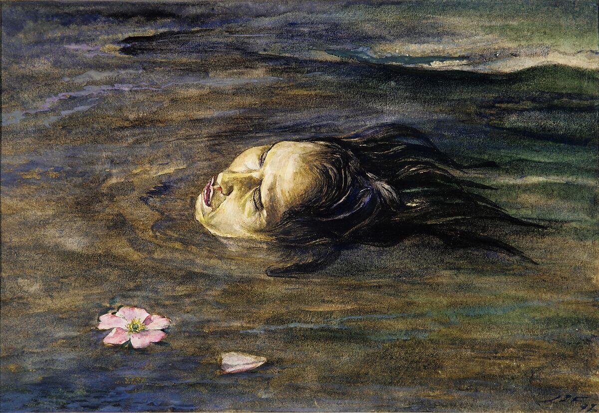 The Strange Thing Little Kiosai Saw in the River, John La Farge (American, New York 1835–1910 Providence, Rhode Island), Watercolor and gouache on Japanese tissue laid down on white wove paper, American
