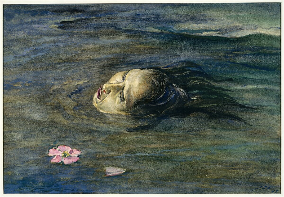 The Strange Thing Little Kiosai Saw in the River, John La Farge  American, Watercolor and gouache on Japanese tissue laid down on white wove paper, American
