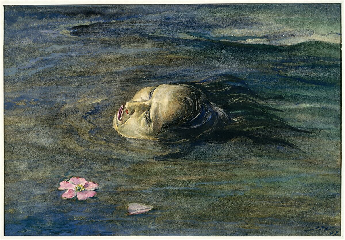 The Strange Thing Little Kiosai Saw in the River, John La Farge (American, New York 1835–1910 Providence, Rhode Island), Watercolor and gouache on Japanese tissue laid down on white wove paper, American 