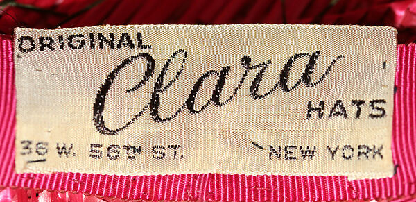 Hat, Clara Hats (American, active early–mid 20th century), straw, cotton, silk, American