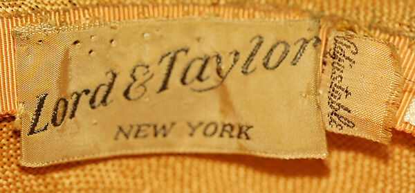 Hat, Lord &amp; Taylor (American, founded 1826), straw, silk, American