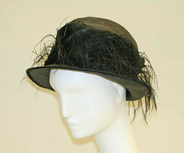 Hat, straw, feathers, American 