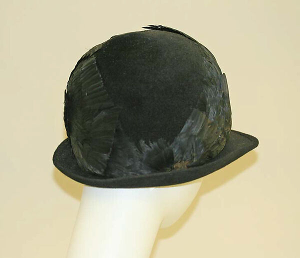 Hat, Lord &amp; Taylor (American, founded 1826), wool, feathers, American