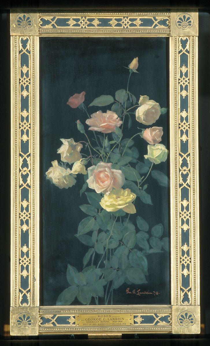 Roses, George Cochran Lambdin (American, Pittsburg, Pennsylvania 1830–1896 Germantown, Pennsylvania), Oil on wood, American