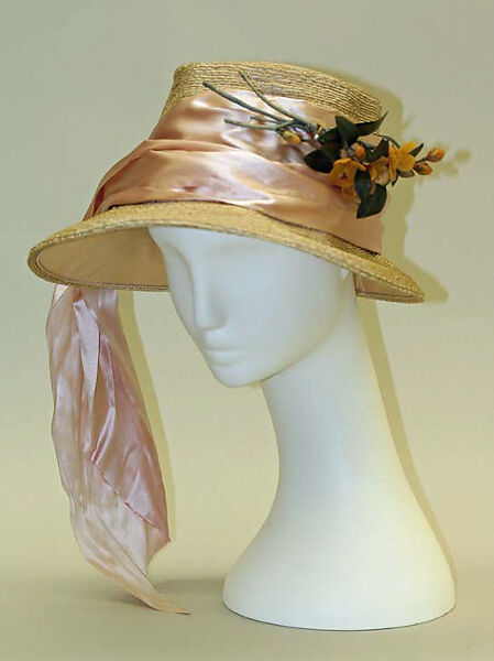 Hat, straw, silk, American 