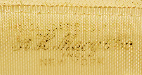 Hat, raffia, silk, American