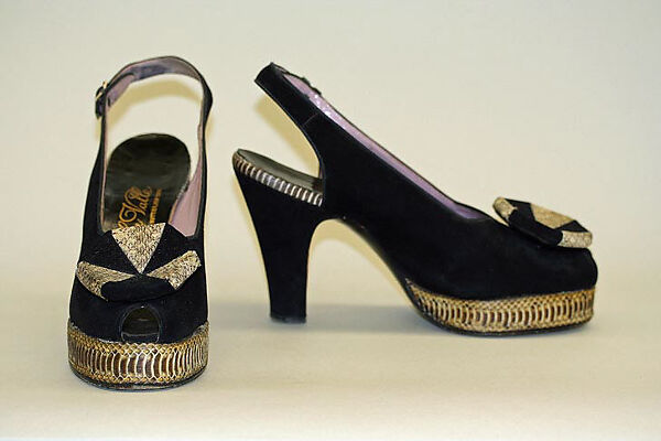 Accessory set, Dominick LaValle, leather, lizard skin, silk, American