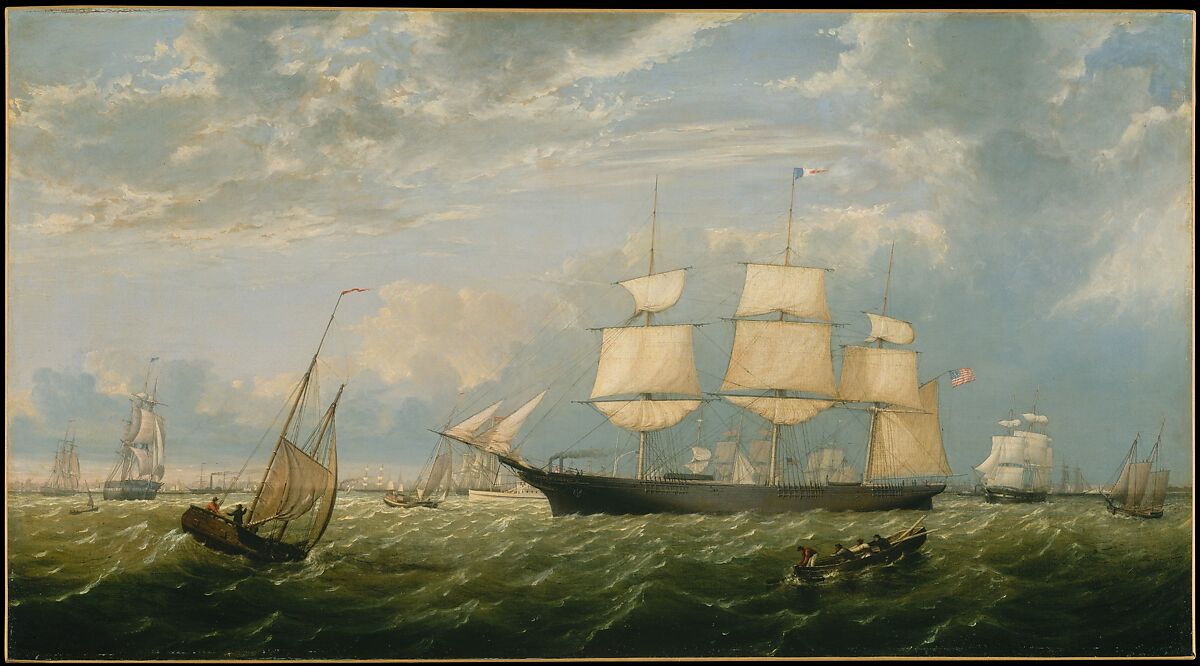 The Golden State Entering New York Harbor, Fitz Henry Lane (formerly Fitz Hugh Lane) (1804–1865), Oil on canvas, American 