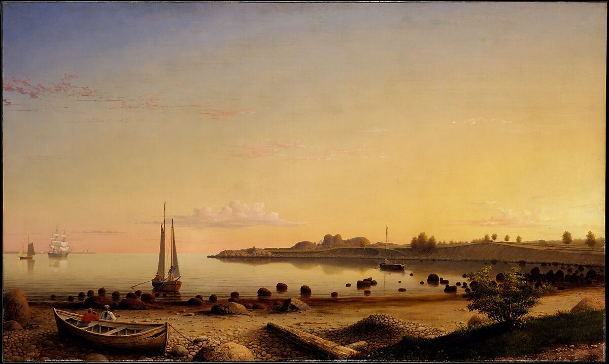 Stage Fort across Gloucester Harbor, Fitz Henry Lane (formerly Fitz Hugh Lane) (1804–1865), Oil on canvas, American 