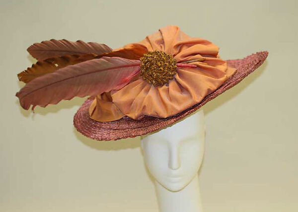 Hat, silk, straw, American 