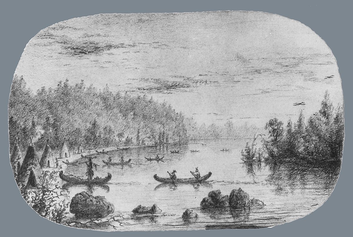 Indians Returning from the Hunt (from McGuire Scrapbook), Charles Lanman (1819–1895), Graphite on white wove paper, American