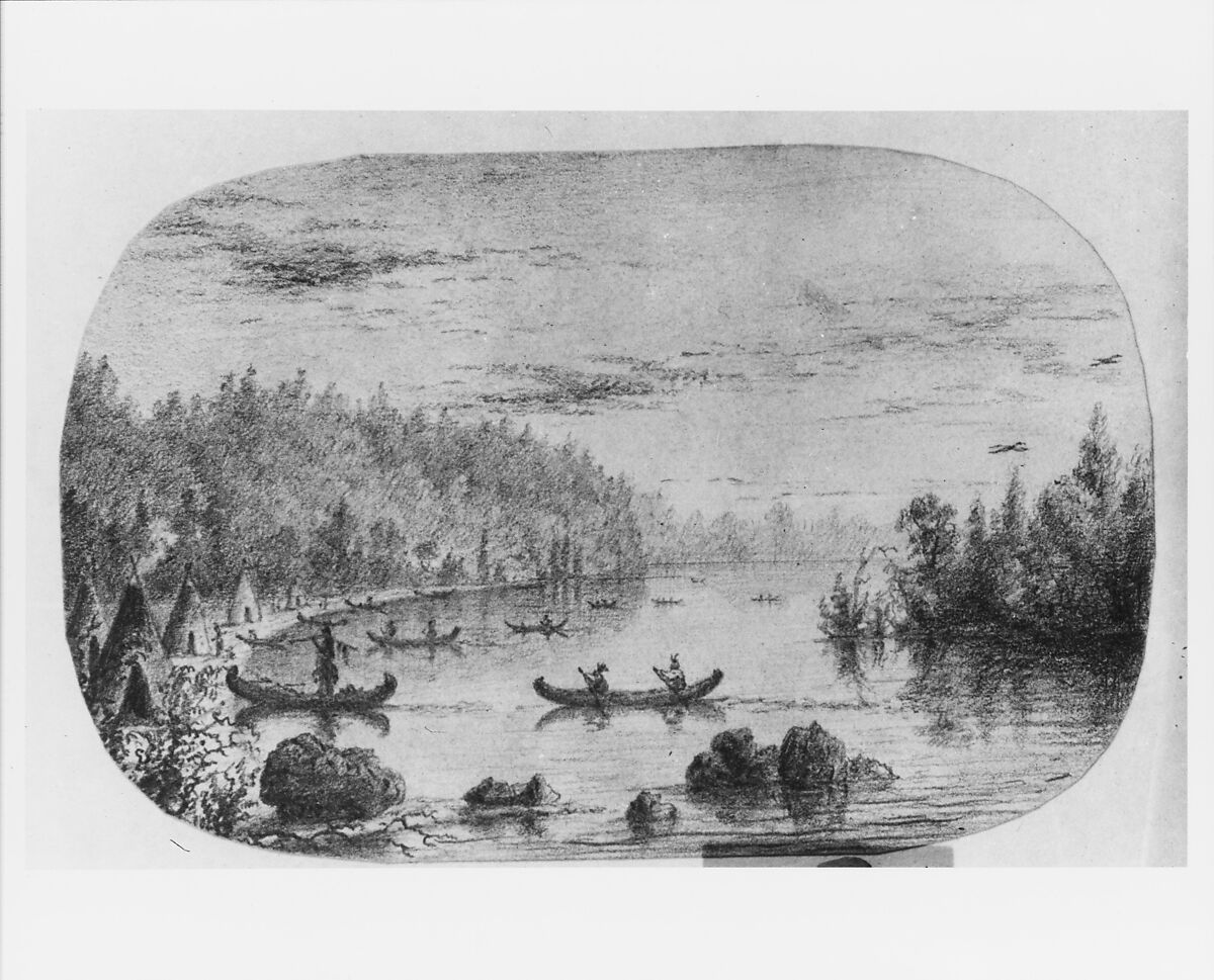 Indians Returning from the Hunt (from McGuire Scrapbook), Charles Lanman (1819–1895), Graphite on white wove paper, American