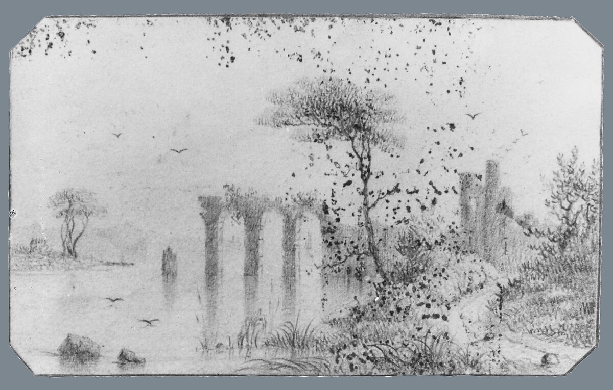 Landscape (from McGuire Scrapbook), Charles Lanman (1819–1895), Graphite on white wove paper, American