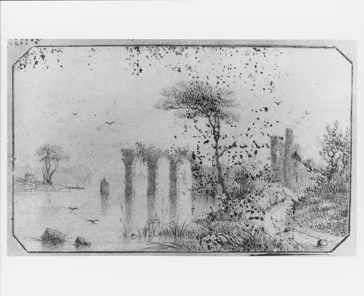 Landscape (from McGuire Scrapbook), Charles Lanman (1819–1895), Graphite on white wove paper, American 