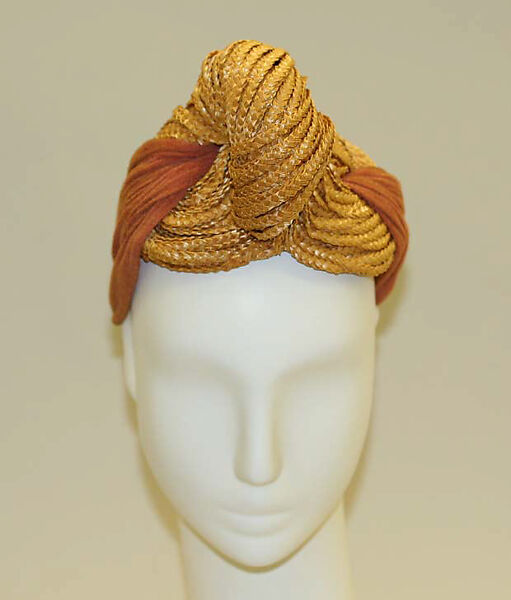 Turban, John-Frederics, Inc. (American, 1929–1948), silk, straw, American