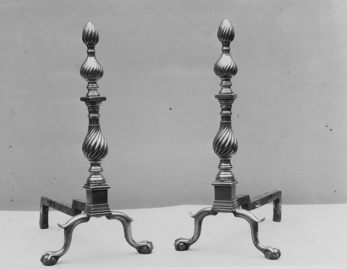Andiron, Revere and Son (ca. 1787–?), Brass, iron, American 