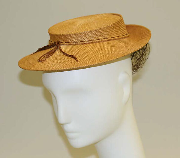 Hat, John-Frederics, Inc. (American, 1929–1948), straw, American 