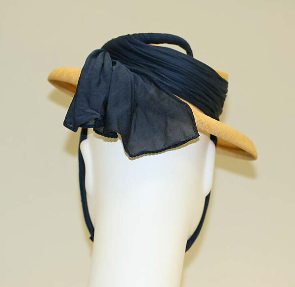 Hat, John-Frederics, Inc. (American, 1929–1948), straw, silk, American
