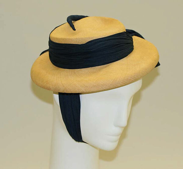 Hat, John-Frederics (American, 1929–1948), straw, silk, American 