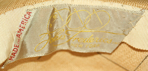 Hat, John-Frederics, Inc. (American, 1929–1948), straw, silk, American