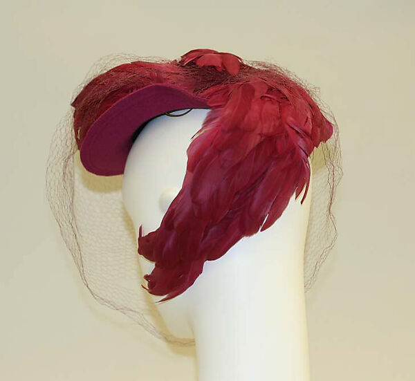 Hat, Bergdorf Goodman (American, founded 1899), wool, feathers, American