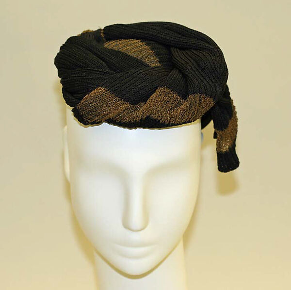 Turban, Bergdorf Goodman (American, founded 1899), cotton, metal thread, American 