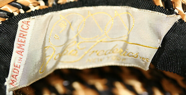 Hat, John-Frederics, Inc. (American, 1929–1948), straw, American