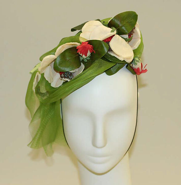 Hat, Sally Victor (American, 1905–1977), hair, silk, American 