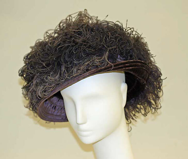 Hat, silk, ostrich plumes, French 